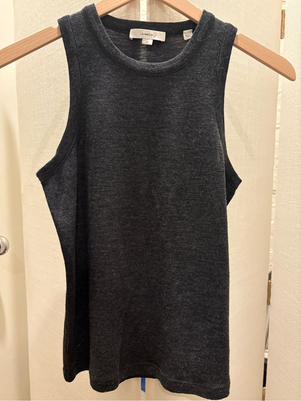 Vince Charcoal Gray Sleeveless Wool Knit Tank, size S